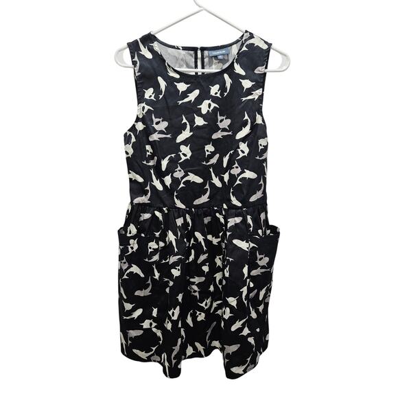 Mod Cloth Bold Notion Sharks Dress Fit Flare 100% Cotton Size XS 0 2 - Picture 1 of 6